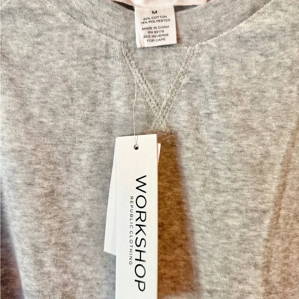 Workshop Republic Clothing Light Gray Crewneck Velour Sweatshirt - Picture 3 of 7